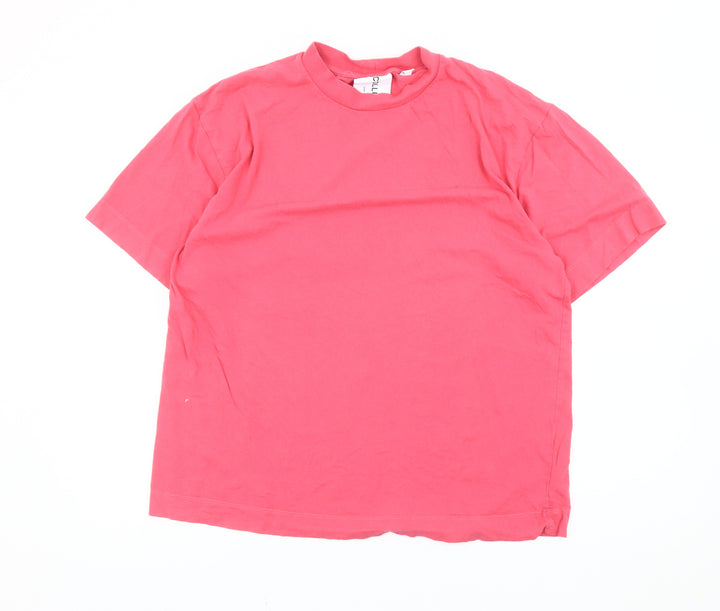 Collusion Men’s Pink Cotton Crew Neck Short Sleeve T-Shirt L
