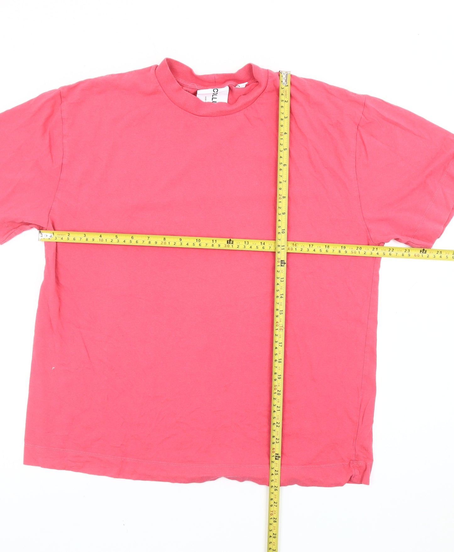 Collusion Men’s Pink Cotton Crew Neck Short Sleeve T-Shirt L