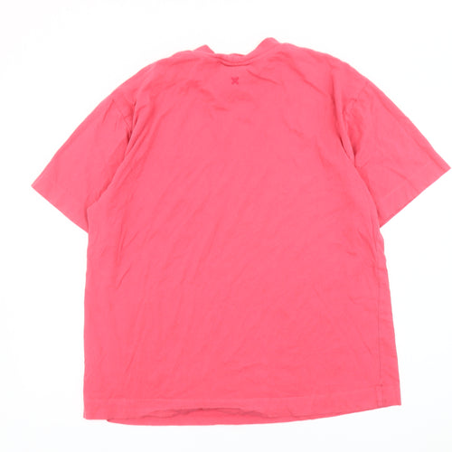 Collusion Men’s Pink Cotton Crew Neck Short Sleeve T-Shirt L
