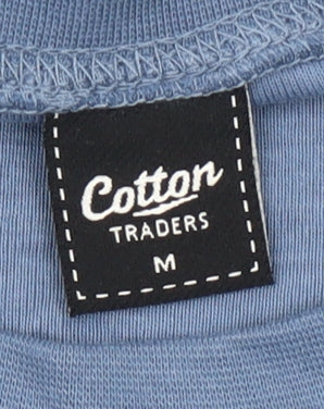 Cotton Traders Mens Blue M Crew Neck Short Sleeve Cotton T-Shirt