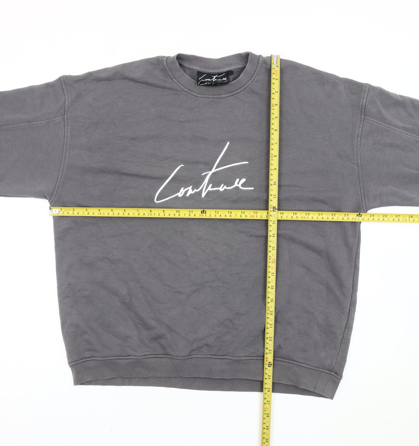 Couture Men's Grey Crew Neck Sweatshirt S Regular Fit Pullover