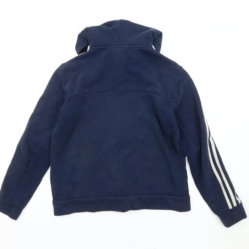 Adidas Boys Blue Full Zip Hoodie Sweatshirt 13-14 Years Logo Long Sleeve