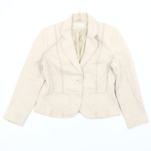 Marks and Spencer Women Beige Petite Blazer Jacket Size 12 Linen Blend