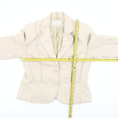Marks and Spencer Women Beige Petite Blazer Jacket Size 12 Linen Blend