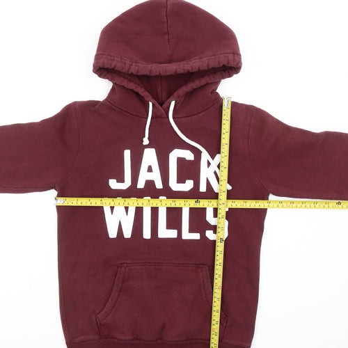 Jack Wills Womens Red Hoodie Size 8 Pullover Logo Casual
