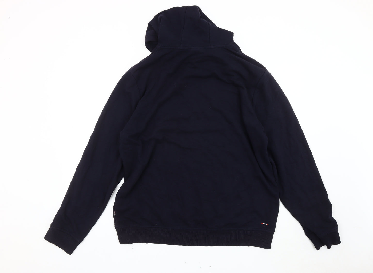 Napapijri Mens Blue 2XL Pullover Hoodie Flag Logo Cotton Blend