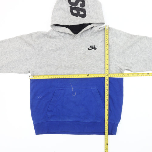Nike SB Boys Grey Blue Pullover Hoodie 12-13 Yrs Logo Skateboarding