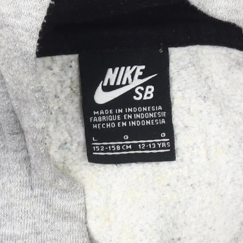 Nike SB Boys Grey Blue Pullover Hoodie 12-13 Yrs Logo Skateboarding