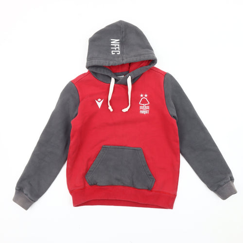 Macron Boys Red Grey NFFC Pullover Hoodie XS Football Sweatshirt