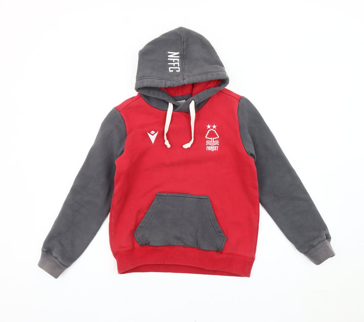 Macron Boys Red Grey NFFC Pullover Hoodie XS Football Sweatshirt
