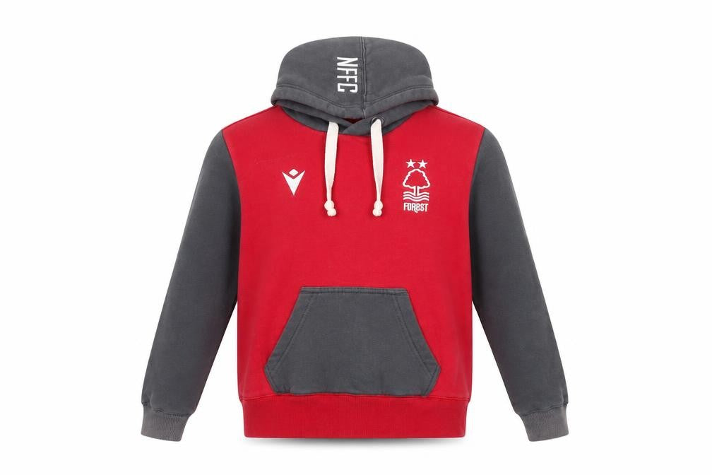 Macron Boys Red Grey NFFC Pullover Hoodie XS Football Sweatshirt