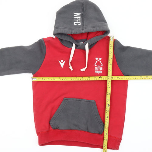 Macron Boys Red Grey NFFC Pullover Hoodie XS Football Sweatshirt
