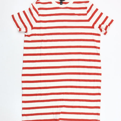 New Look Women’s Red White Striped Cotton T-Shirt Dress UK 12