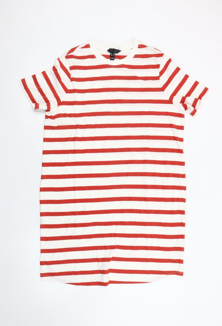 New Look Women’s Red White Striped Cotton T-Shirt Dress UK 12