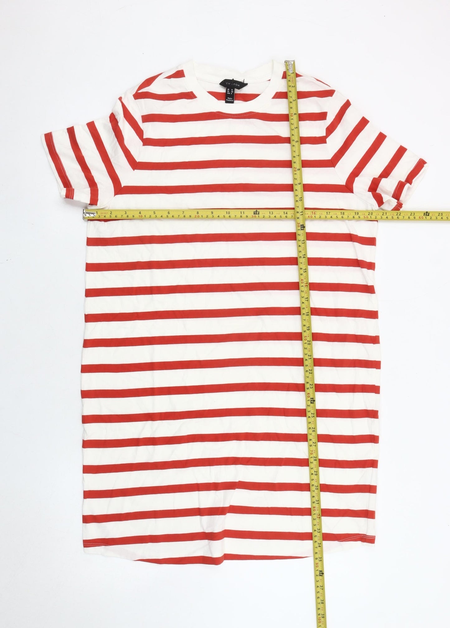 New Look Women’s Red White Striped Cotton T-Shirt Dress UK 12