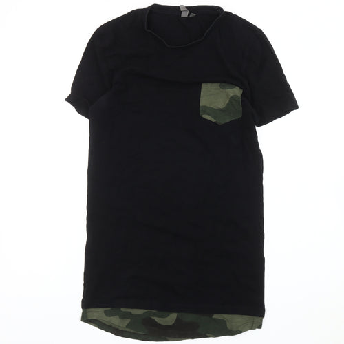 ASOS Men’s Black Camouflage Pocket T-Shirt Size M Crew Neck