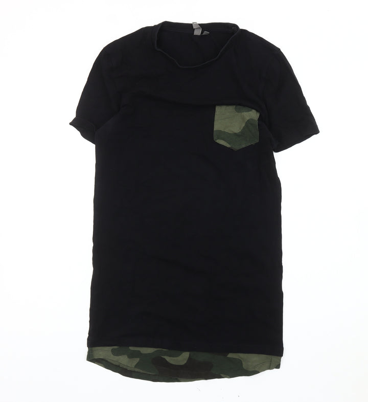 ASOS Men’s Black Camouflage Pocket T-Shirt Size M Crew Neck