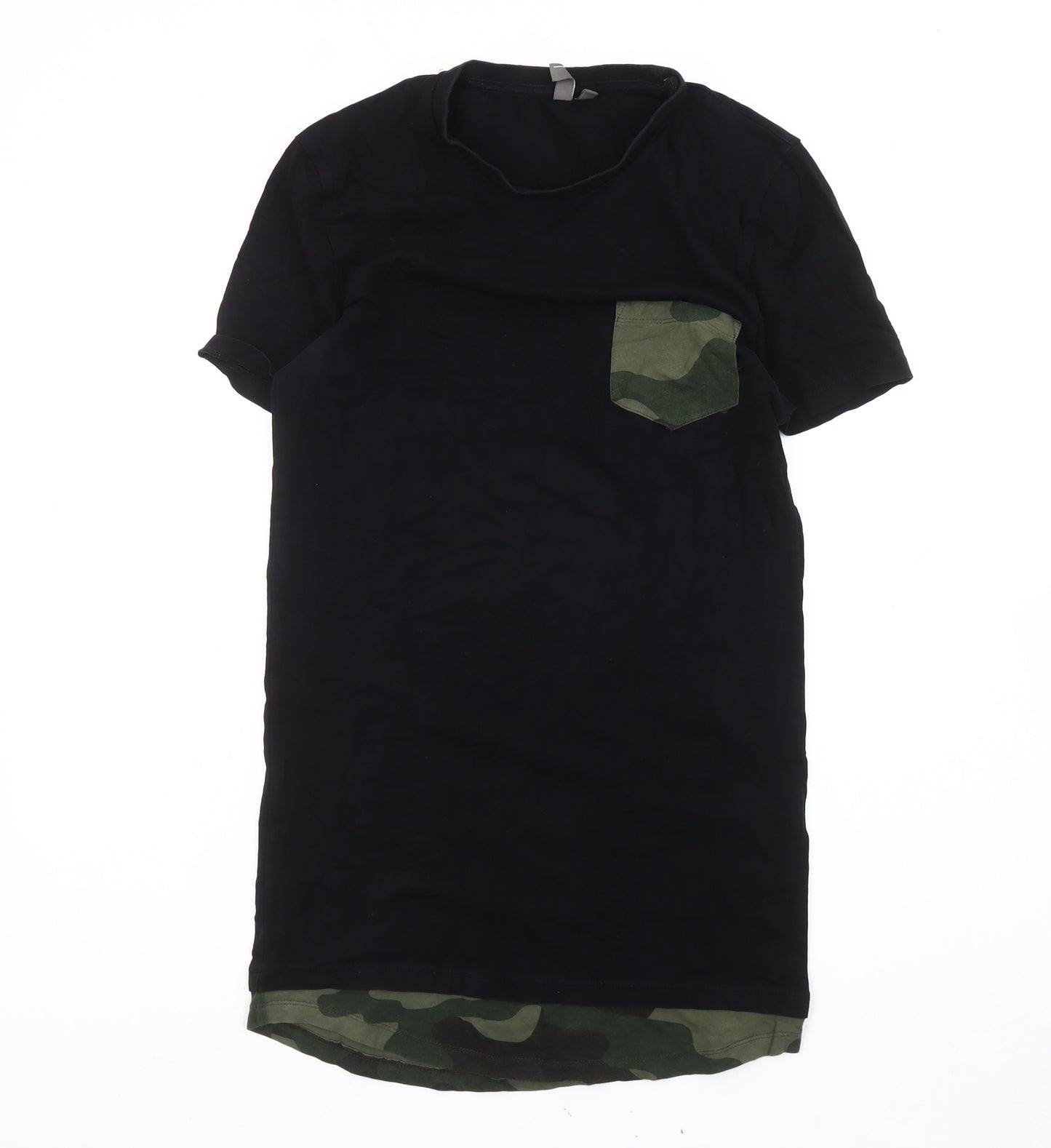 ASOS Men’s Black Camouflage Pocket T-Shirt Size M Crew Neck