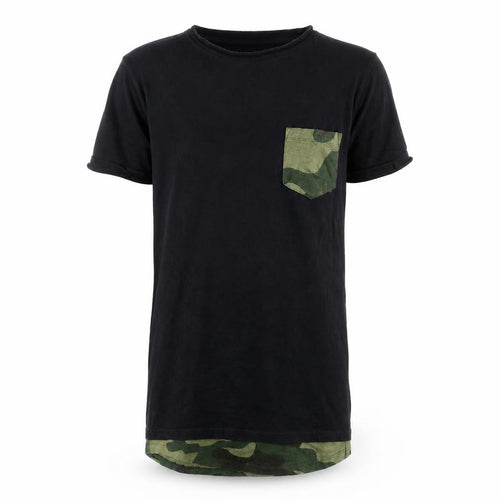 ASOS Men’s Black Camouflage Pocket T-Shirt Size M Crew Neck