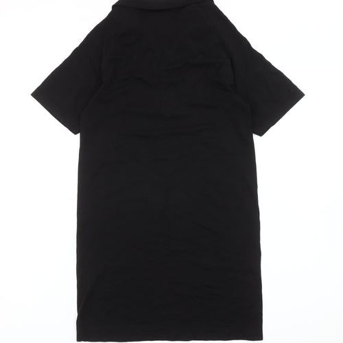 SikSilk Women Black M T-Shirt Dress Casual Zip Logo Short Sleeve