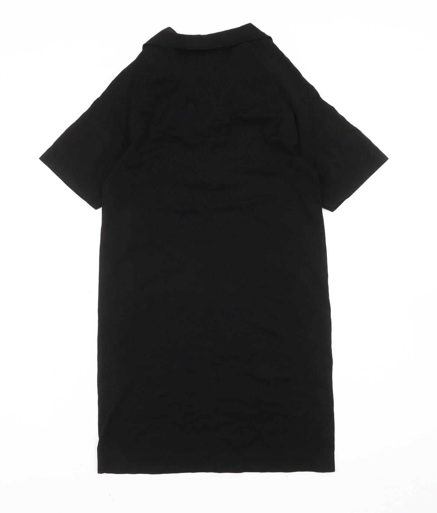 SikSilk Women Black M T-Shirt Dress Casual Zip Logo Short Sleeve