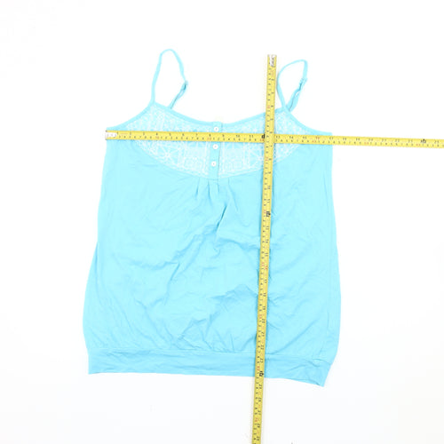 Monsoon Womens Blue Cotton Embroidered Camisole Tank Top L