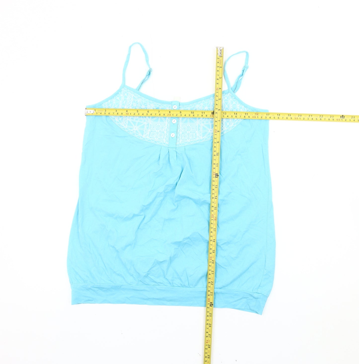 Monsoon Womens Blue Cotton Embroidered Camisole Tank Top L