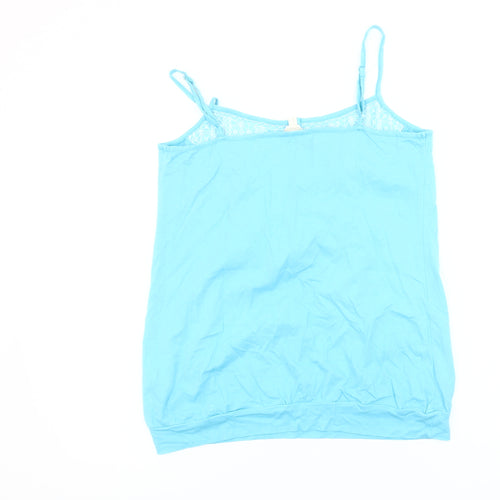 Monsoon Womens Blue Cotton Embroidered Camisole Tank Top L