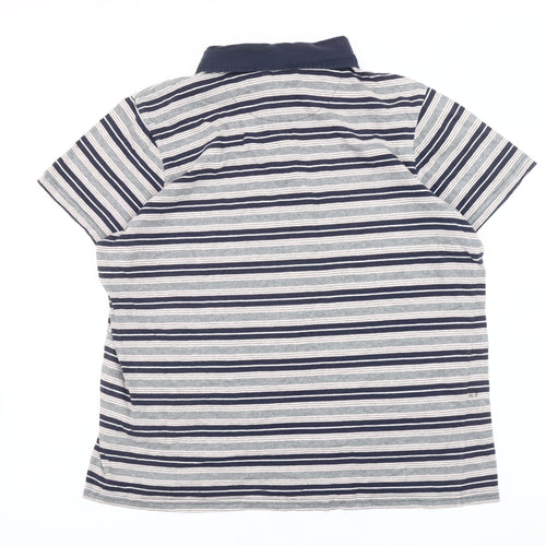 Jasper Conran Mens Blue Striped Polo Shirt XL Cotton Short Sleeve