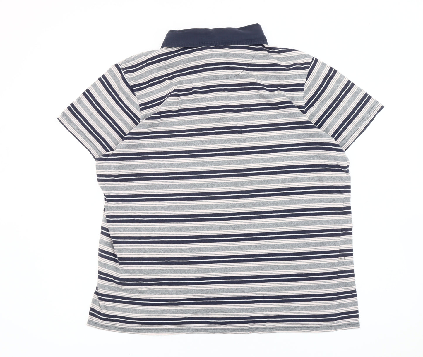 Jasper Conran Mens Blue Striped Polo Shirt XL Cotton Short Sleeve