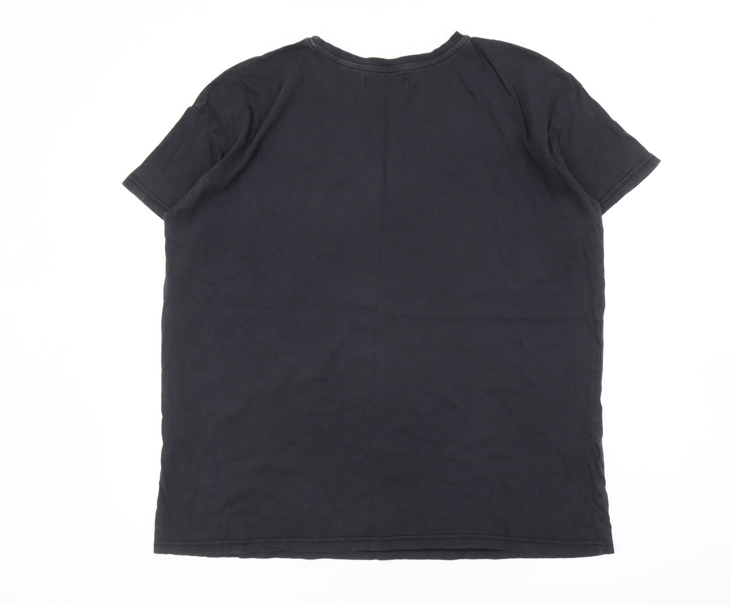 Mango Women Black Skull Rose Graphic Rock T-Shirt Size 12