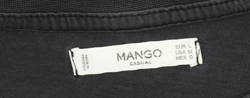 Mango Women Black Skull Rose Graphic Rock T-Shirt Size 12
