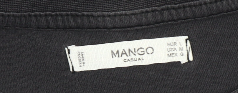 Mango Women Black Skull Rose Graphic Rock T-Shirt Size 12