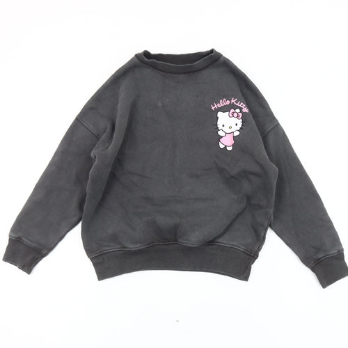 Hello Kitty Girls Black Pullover Sweatshirt 7 Years Cartoon Fleece