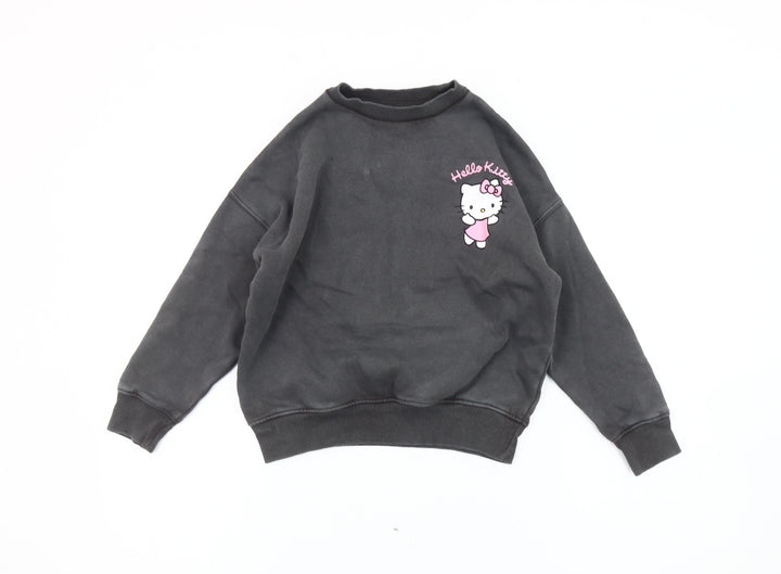 Hello Kitty Girls Black Pullover Sweatshirt 7 Years Cartoon Fleece