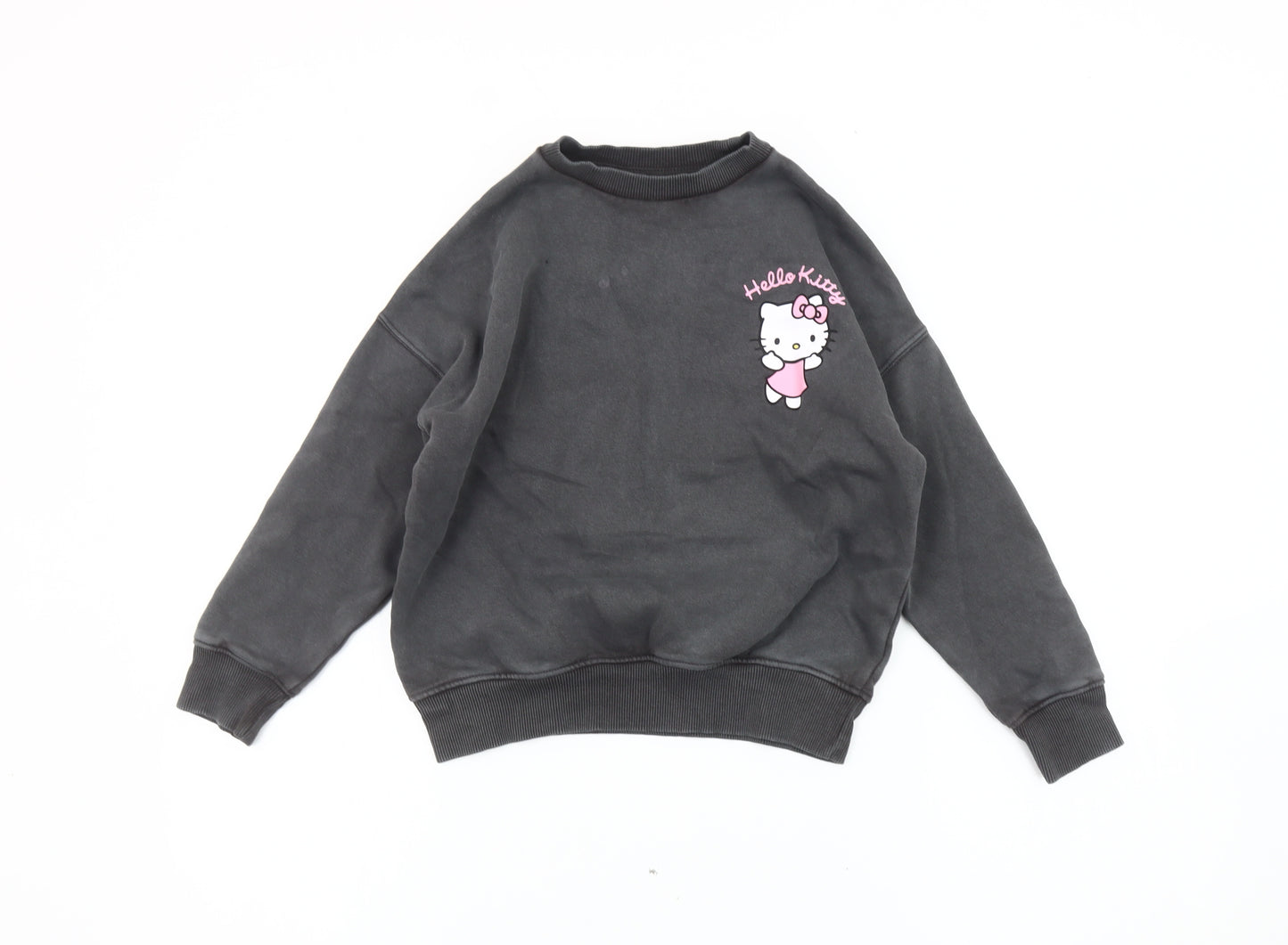 Hello Kitty Girls Black Pullover Sweatshirt 7 Years Cartoon Fleece