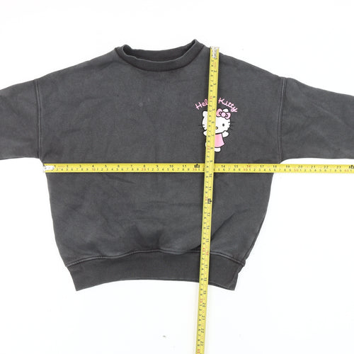 Hello Kitty Girls Black Pullover Sweatshirt 7 Years Cartoon Fleece