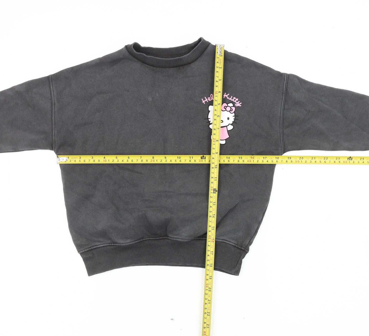 Hello Kitty Girls Black Pullover Sweatshirt 7 Years Cartoon Fleece