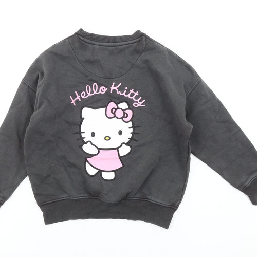 Hello Kitty Girls Black Pullover Sweatshirt 7 Years Cartoon Fleece