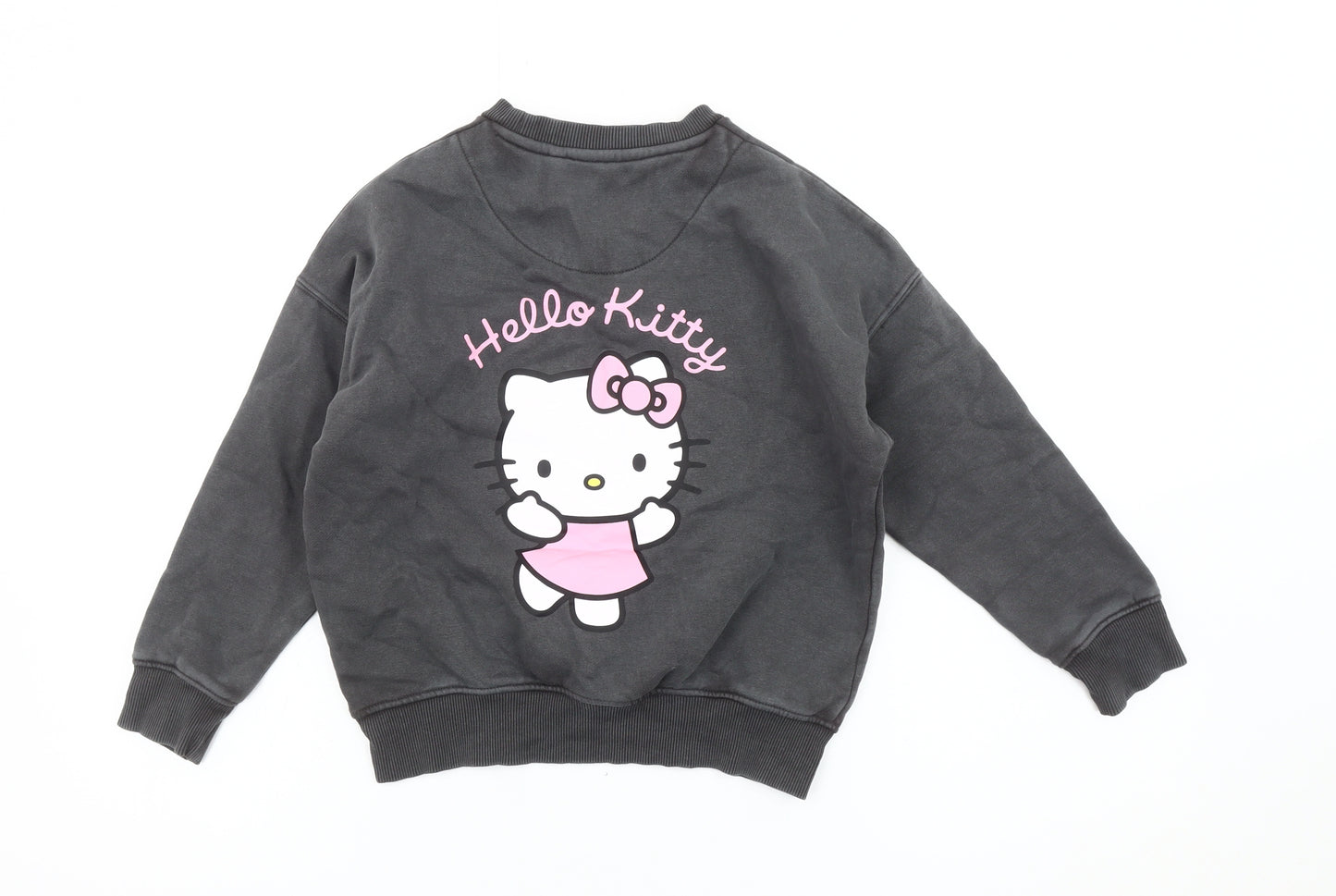 Hello Kitty Girls Black Pullover Sweatshirt 7 Years Cartoon Fleece