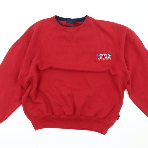 TITLE Men’s Red Pullover Sweatshirt Size M Crew Neck Logo Jumper