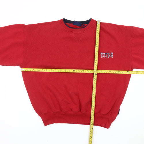 TITLE Men’s Red Pullover Sweatshirt Size M Crew Neck Logo Jumper