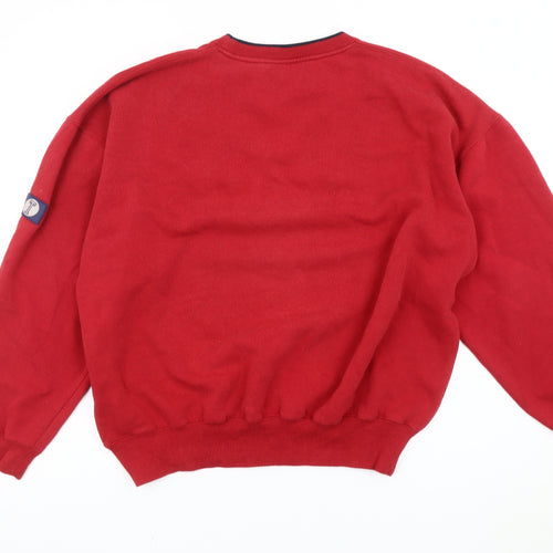 TITLE Men’s Red Pullover Sweatshirt Size M Crew Neck Logo Jumper