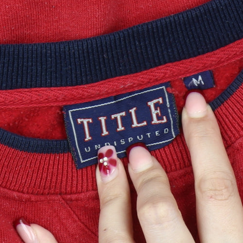 TITLE Men’s Red Pullover Sweatshirt Size M Crew Neck Logo Jumper