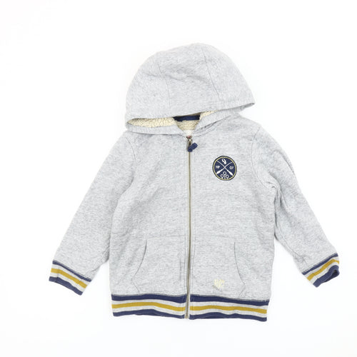 Mini Boden Harry Potter Boys Grey Hoodie 4-5Y Full Zip Fleece Lined