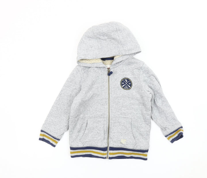 Mini Boden Harry Potter Boys Grey Hoodie 4-5Y Full Zip Fleece Lined