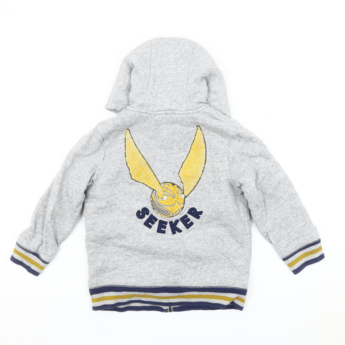 Mini Boden Harry Potter Boys Grey Hoodie 4-5Y Full Zip Fleece Lined