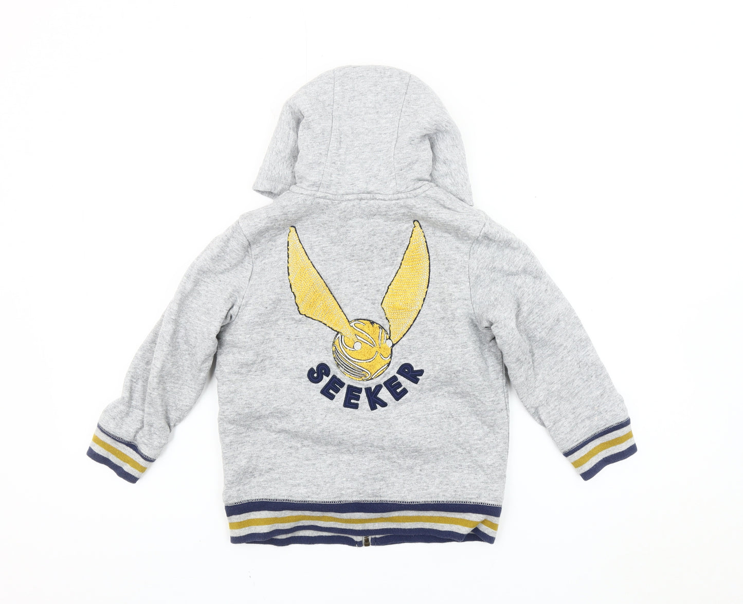 Mini Boden Harry Potter Boys Grey Hoodie 4-5Y Full Zip Fleece Lined
