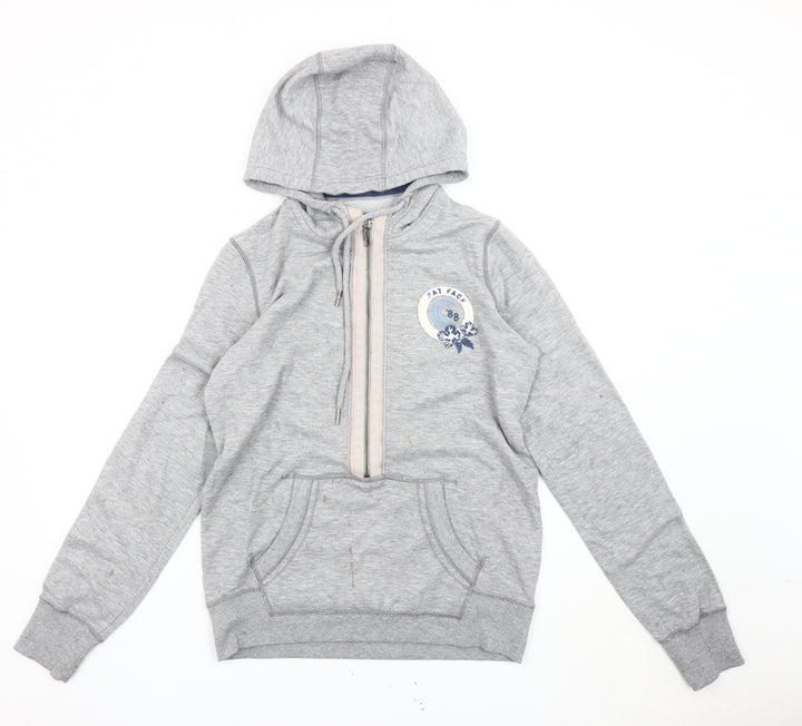 Fat Face Womens Grey Hoodie Size 12 Pullover Zip Logo Casual