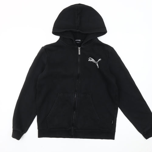 Puma Boys Black Full Zip Hoodie 14Y Fleece Logo Sportswear